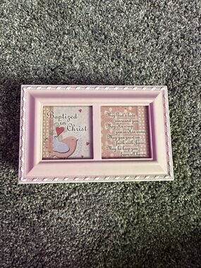 Pink 'Baptized in Christ' Kids Music box  - Religious Keepsake